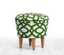 Atelier Del Sofa Puf de Microfibra Adamascado Verde y Blanco